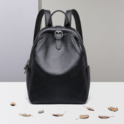 Blue grey leather women backpack, view 3 - MRSLM