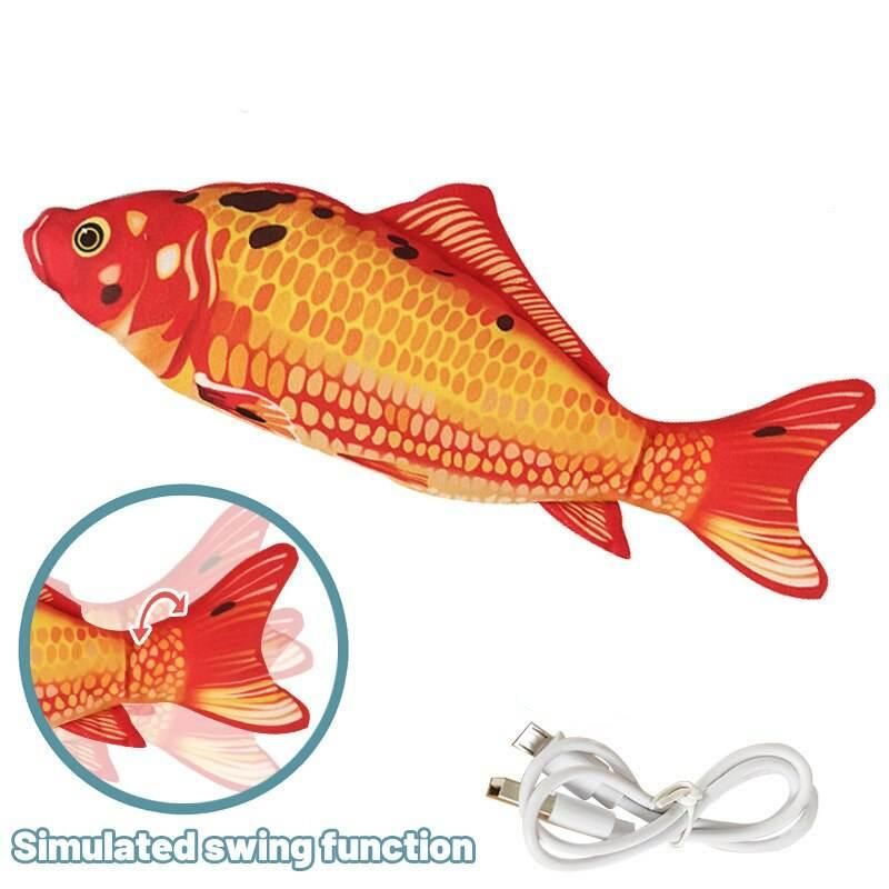 interactive 3D plush fish toy for cats, view 2 - MRSLM