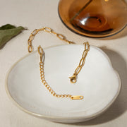 Gold paper clip chain anklet, view 4 - MRSLM