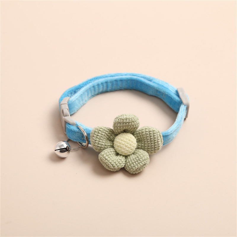 adjustable cat collar with flower and bell, view 4 - MRSLM