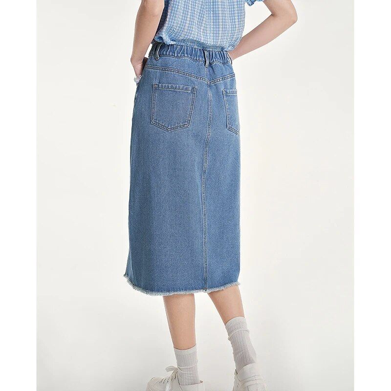 denim A-line skirt, view 3 - MRSLM
