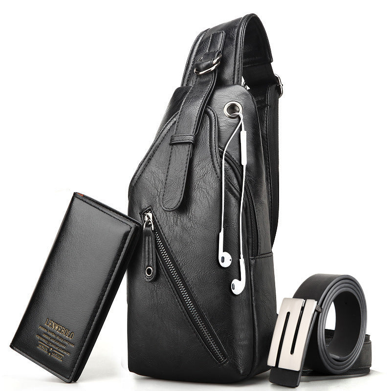 Men's chest single shoulder bag with charging port - MRSLM