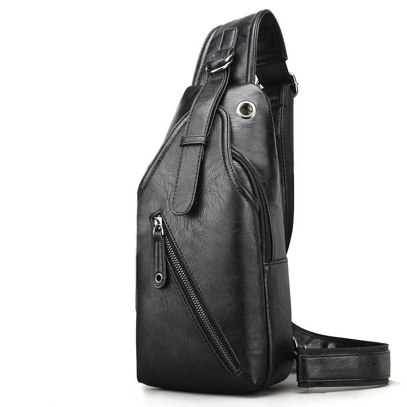 Men's chest single shoulder bag with charging port, view 7 - MRSLM