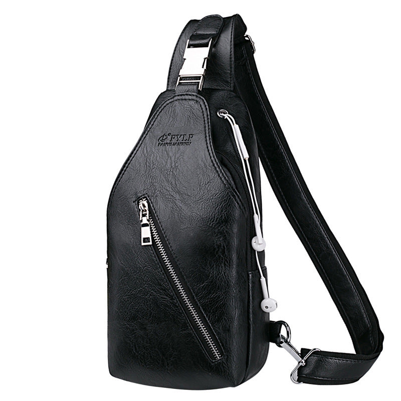 Men's chest single shoulder bag with charging port, view 6 - MRSLM