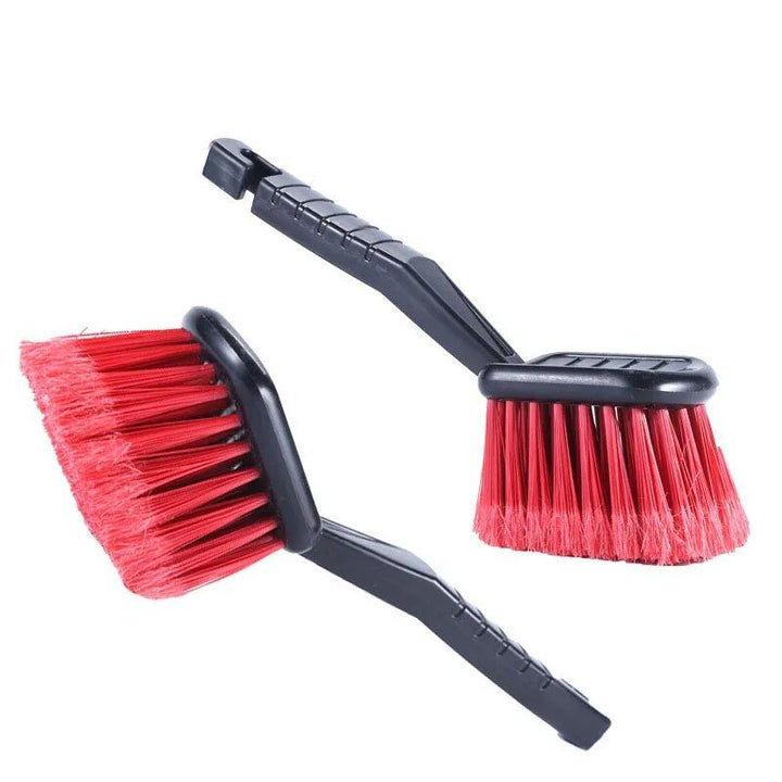 Compact Car & Motorcycle Detailing Brush with Red Bristles