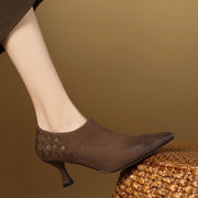 split leather slip-on pumps, view 6 - MRSLM