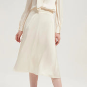 satin a-line midi skirt, view 3 - MRSLM