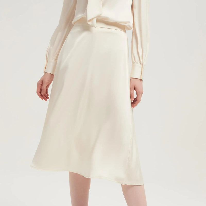 satin a-line midi skirt, view 3 - MRSLM