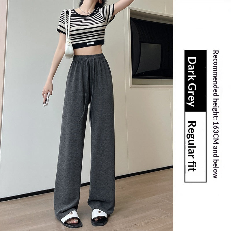 Women's high-waist knit wide-leg pants, view 7 - MRSLM