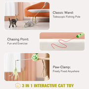 interactive retractable cat toy with laser and feather teaser, view 7 - MRSLM