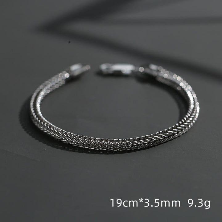 S925 Silver Bracelet Men's Cool Simple And Versatile