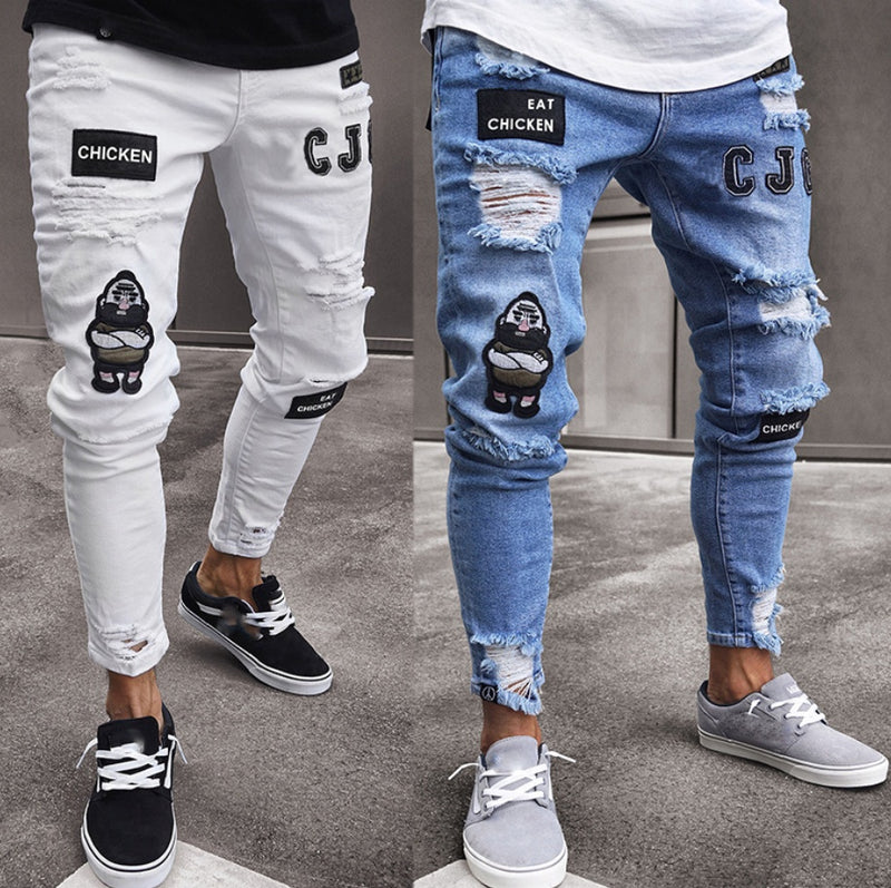 men's ripped knee ankle jeans - MRSLM