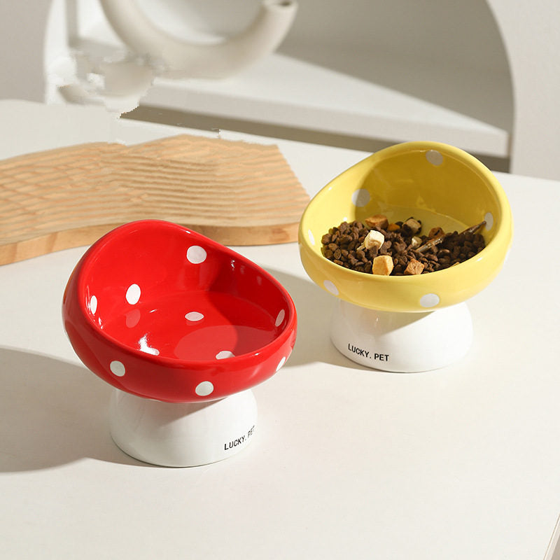 mushroom-shaped ceramic pet bowl, view 4 - MRSLM