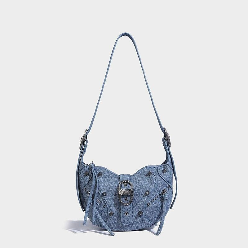 pink punk pu leather sling crossbody daypack, view 8 - MRSLM