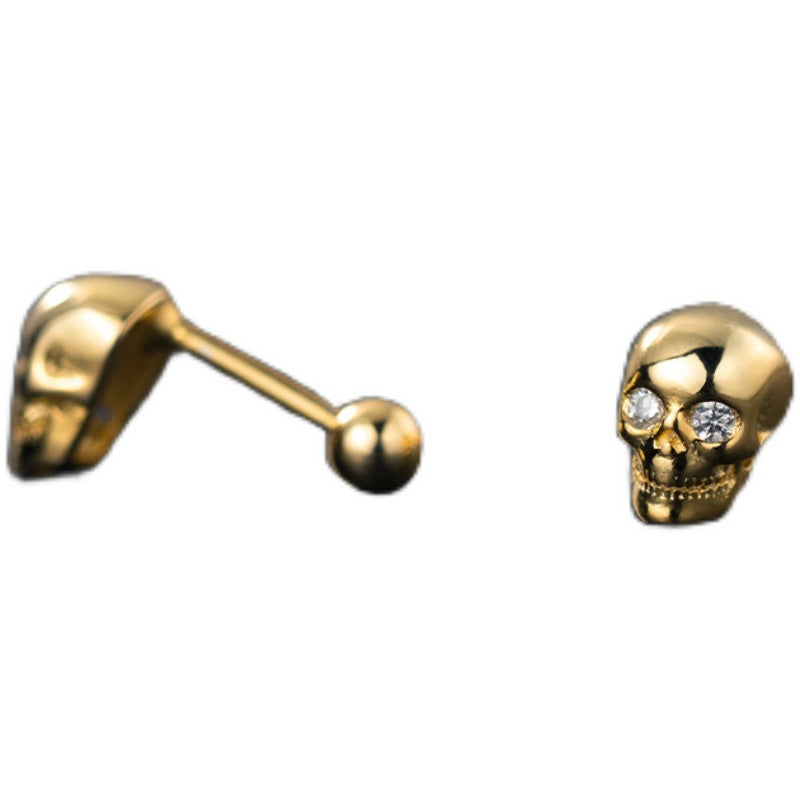 925 Sterling Silver Gilded Skull Earrings