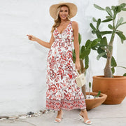 floral paisley V-neck dress, view 4 - MRSLM