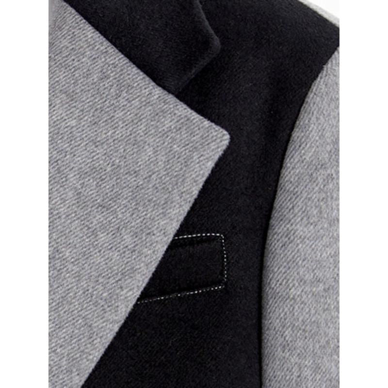 woolen contrast color coat, view 6 - MRSLM