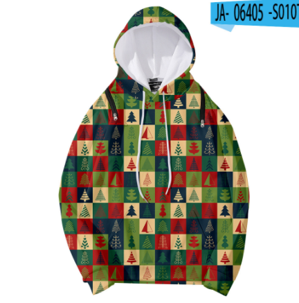 Christmas Element Printed Detachable Hooded Loose Women's Sweater