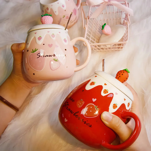 ceramic coffee mug with lid and spoon - MRSLM
