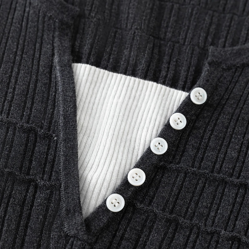 Slim fit knitted sweater, fake two-piece, view 9 - MRSLM