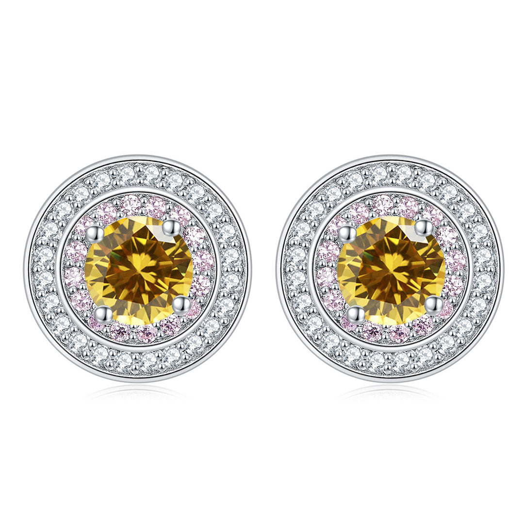 Sterling Silver Round Micro Set Zircon Earrings