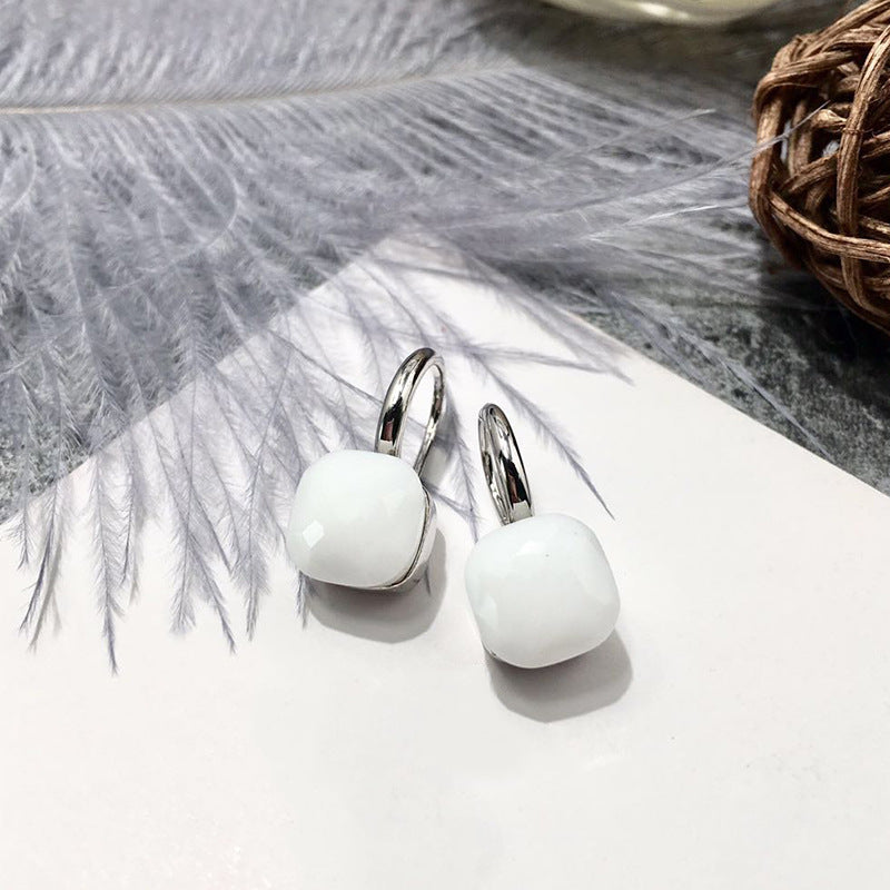 colored stone french hook earrings, view 3 - MRSLM
