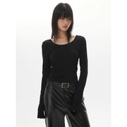 backless long sleeve slim top, view 2 - MRSLM