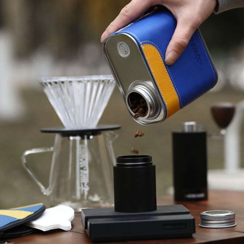 Airtight Metal Coffee &amp; Tea Canister with Portable Filter Paper Storage - Essential Camping Companion