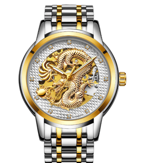 Fully Automatic Skeleton Waterproof Luminous Atmospheric Gold Business Dragon Watch