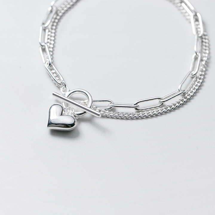 Ring Double Design Heart Geometric Bracelet