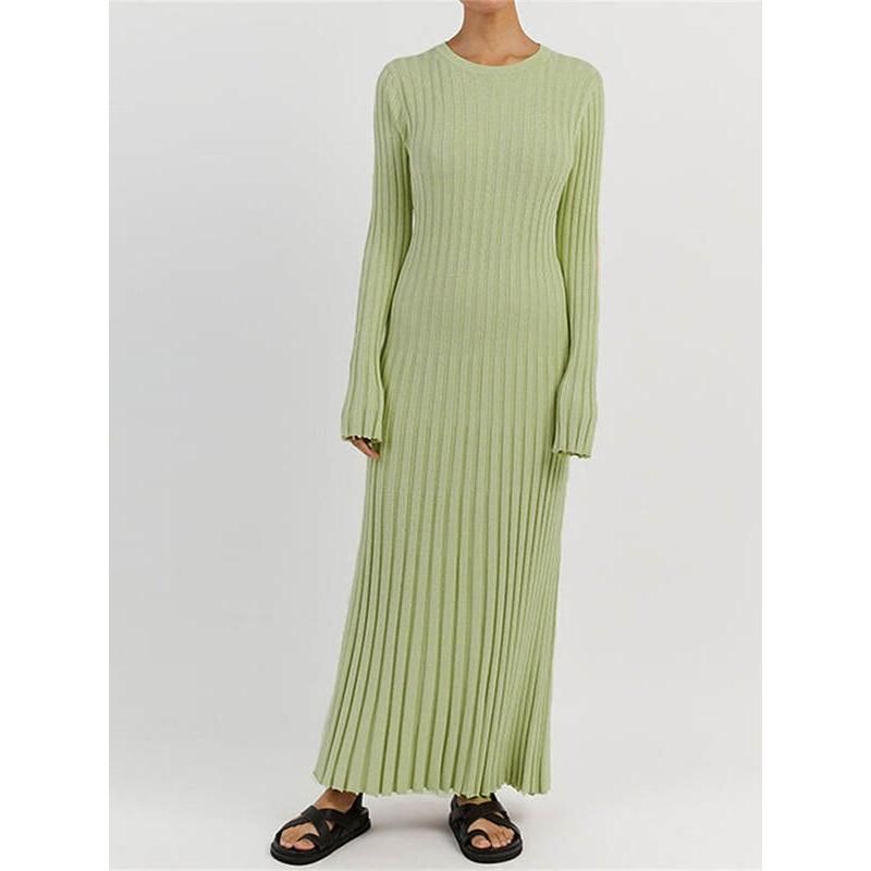 elegant pleated knit dress, view 15 - MRSLM
