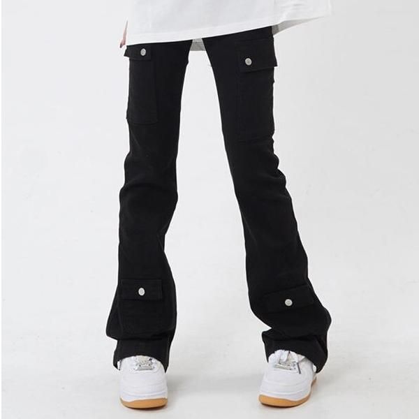 slim black flare pants, view 6 - MRSLM