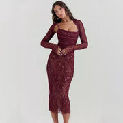 spaghetti strap lace bodycon dress, view 5 - MRSLM