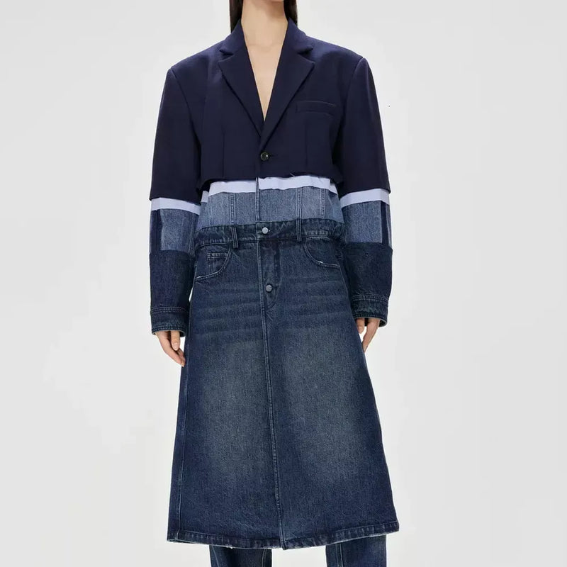 patchwork denim trench coat - MRSLM
