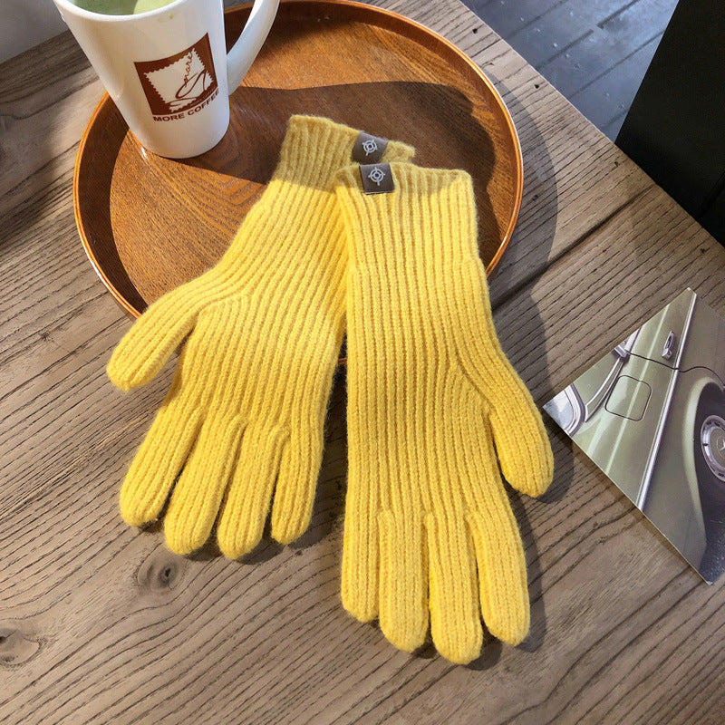 Winter Solid Color Knitted Gloves For Men And Women