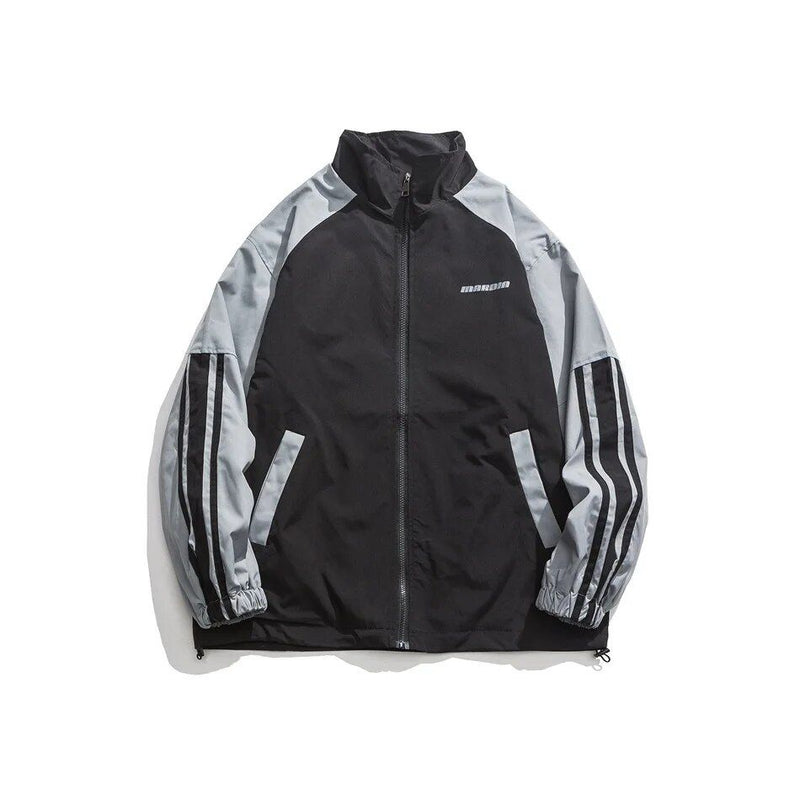 striped lantern sleeve bomber jacket, view 2 - MRSLM