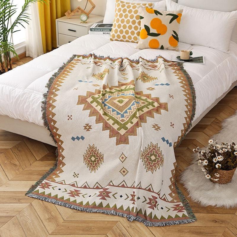 Vintage geometric pattern boho throw blanket - MRSLM