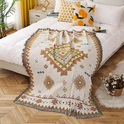 Vintage geometric pattern boho throw blanket - MRSLM