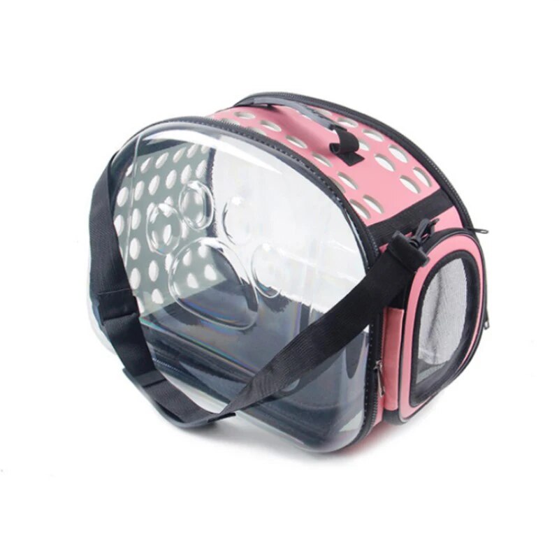 transparent foldable cat carrier bag, view 2 - MRSLM