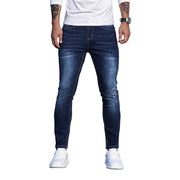 men's blue skinny denim pants, view 6 - MRSLM