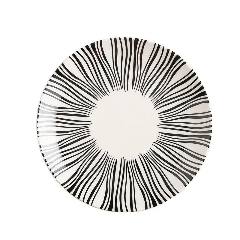 geometric pattern ceramic dinner plate set, view 13 - MRSLM