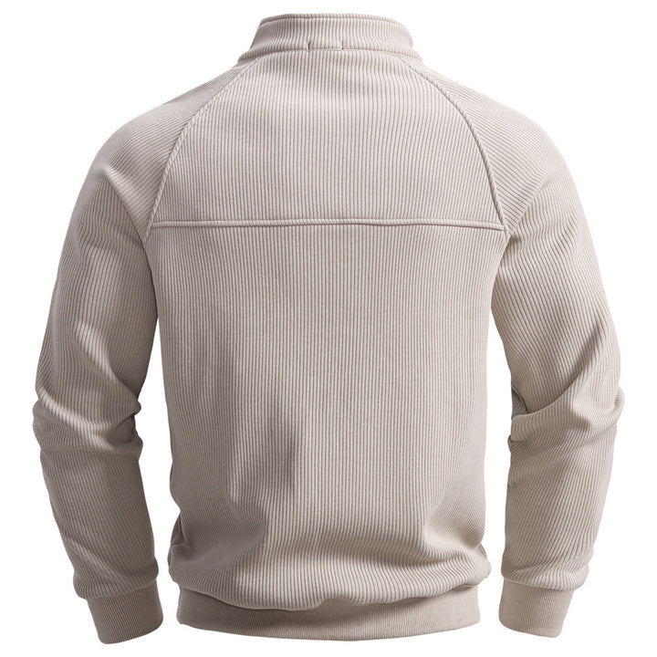 European And American Half Zipper Sweater Stand-up Collar All-match Fleece Men's Sweater Top