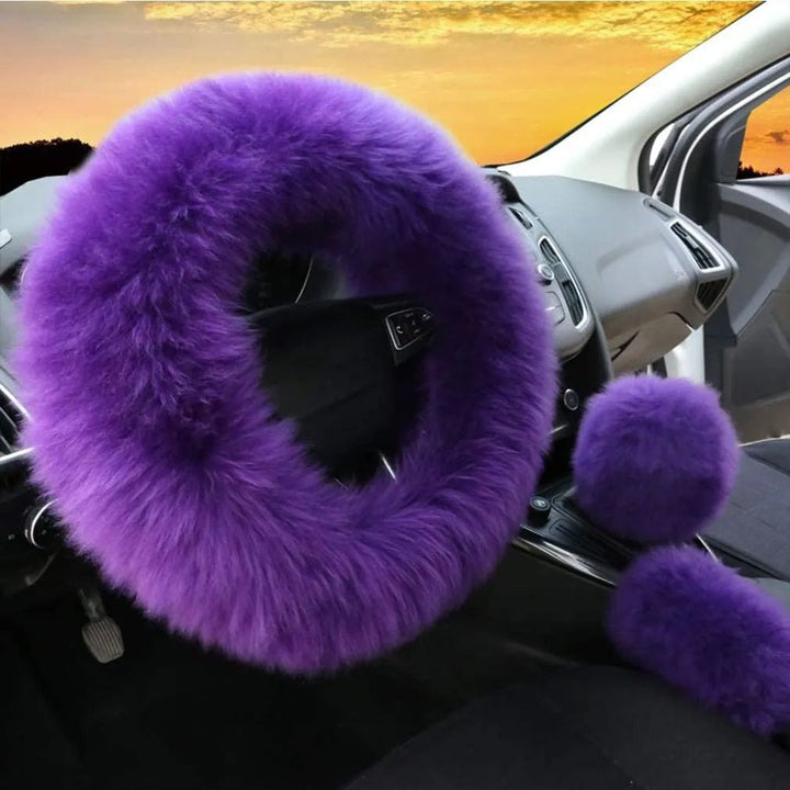 Warm & Fluffy Woolen Steering Wheel Cover Kit