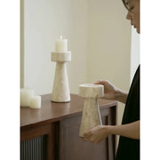 minimalist travertine marble candle holder, view 8 - MRSLM