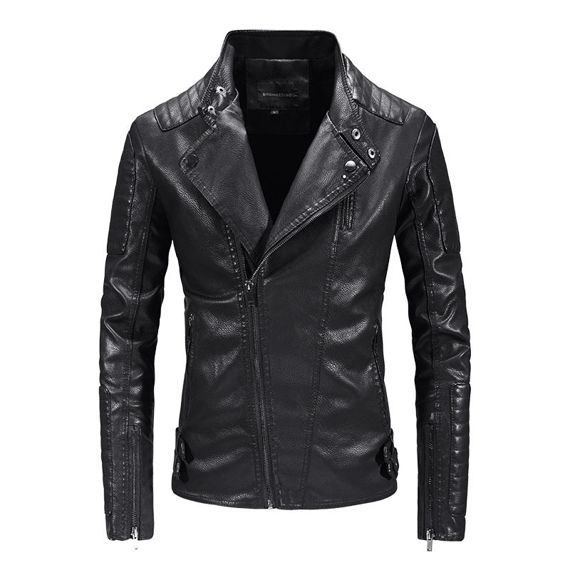 men's fleece-lined PU leather jacket, view 2 - MRSLM