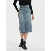 high waist denim skirt, view 4 - MRSLM