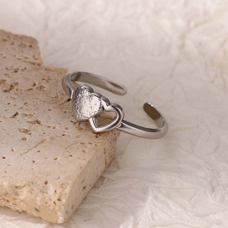 minimalist adjustable heart ring, view 6 - MRSLM