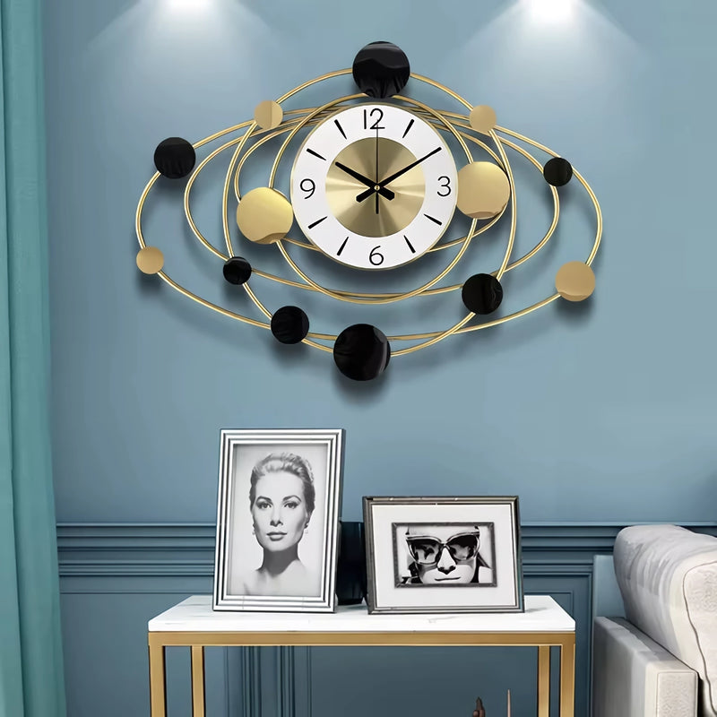 gold metal art wall clock, view 5 - MRSLM