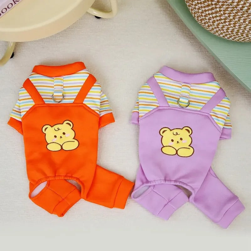 cozy striped dog jumpsuit pajamas - MRSLM