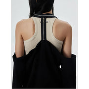 halter neck black blazer, view 5 - MRSLM